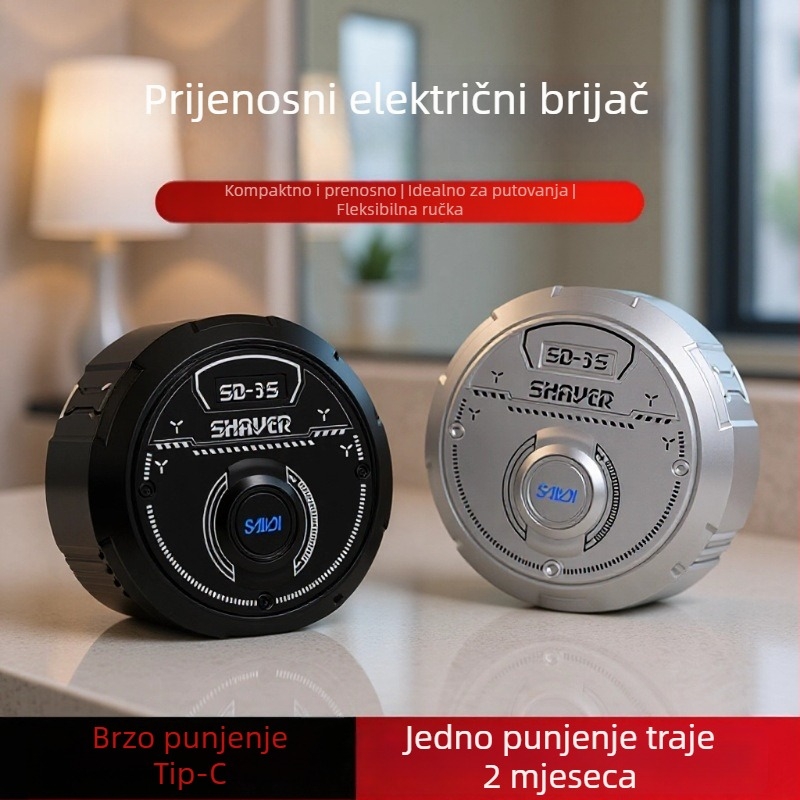 WanShiJin električni brijač - potpuno perivo tijelo, 2 rotirajuće glave, bez četkasti motor, 1 sat punjenja, 45–60 minuta rada