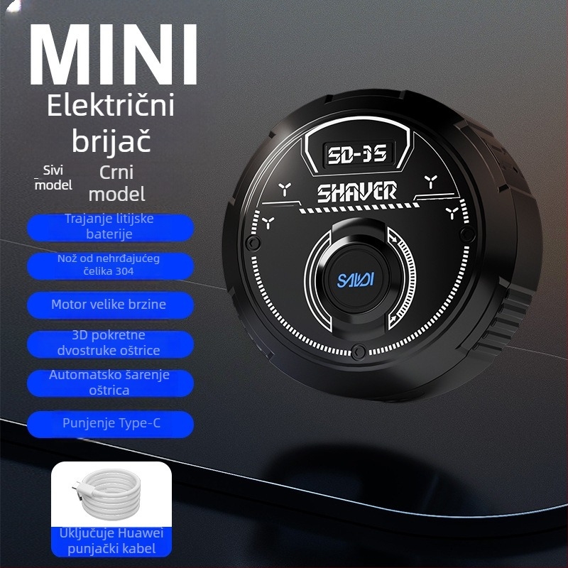 WanShiJin električni brijač - potpuno perivo tijelo, 2 rotirajuće glave, bez četkasti motor, 1 sat punjenja, 45–60 minuta rada