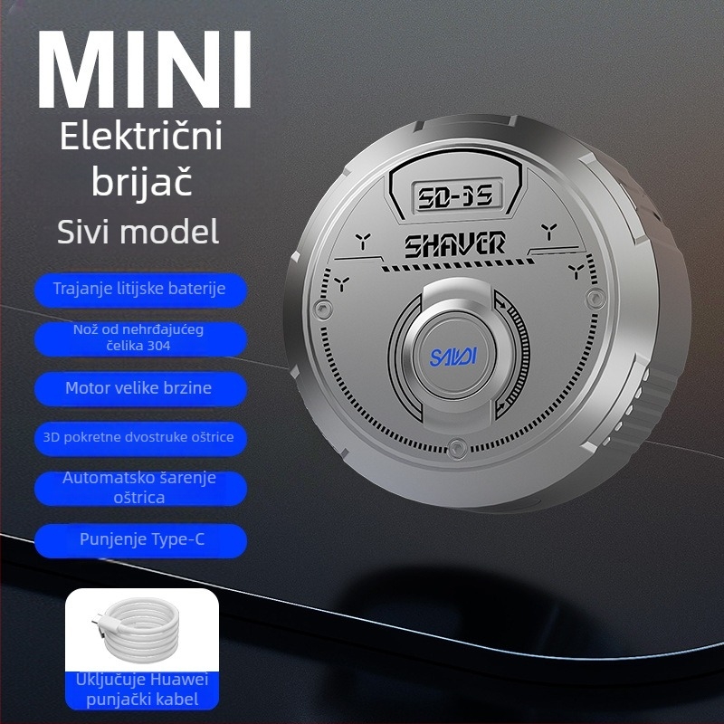 WanShiJin električni brijač - potpuno perivo tijelo, 2 rotirajuće glave, bez četkasti motor, 1 sat punjenja, 45–60 minuta rada