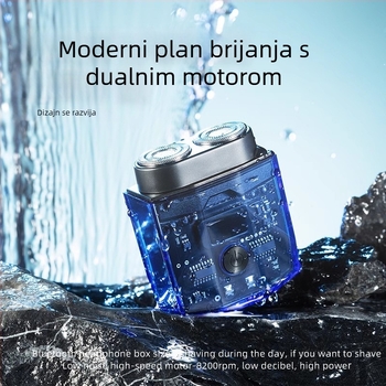 Konka električni brijač s LED zaslonom, proziran prijenosni dizajn, rotirajuća glava s dvije oštrice, plutajuća glava, ugrađena baterija