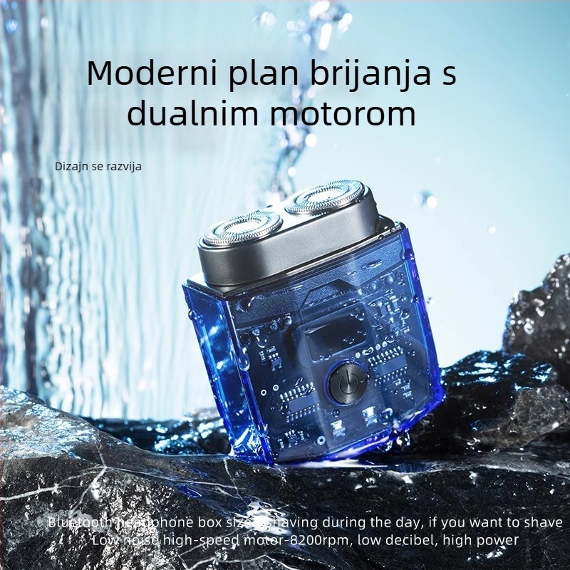 Konka električni brijač s LED zaslonom, proziran prijenosni dizajn, rotirajuća glava s dvije oštrice, plutajuća glava, ugrađena baterija