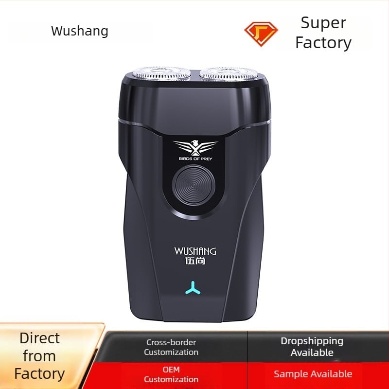 Električni brijač za muškarce, bežični i punjivi, dva rotirajuća glavice, trajanje baterije 45–60 minuta, ABS kućište