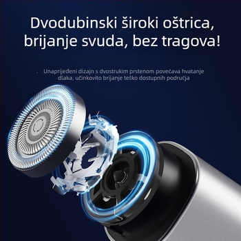 Električna britva s brushless motorom, potpuno pranje tijela, ugrađena baterija 800-1000 mAh, trajanje baterije 30 dana