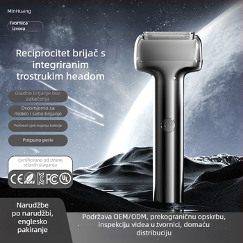 Minhuang muški električni brijač — mokro i suho brijanje, potpuno periv, 2-satno brzo punjenje, ugrađena baterija, niski šum