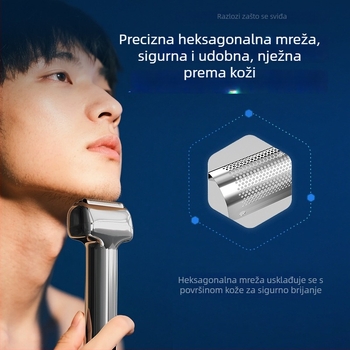 Minhuang muški električni brijač — mokro i suho brijanje, potpuno periv, 2-satno brzo punjenje, ugrađena baterija, niski šum