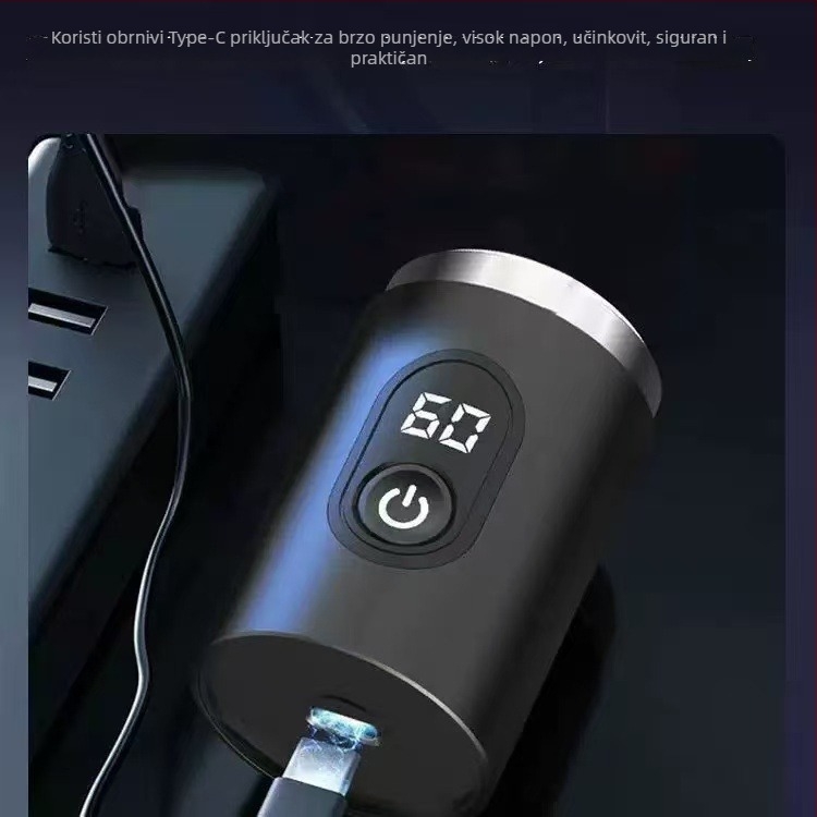 Električni brijač za muškarce, rotativna glava s 4+ oštricama, mokro i suho brijanje, ugrađena baterija, LED zaslon