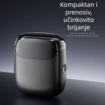 Električni brijač s recipročnim pogonom, 2 glavice s plutajućom glavom, potpuno vodootporan i periv, kompaktan za automobil, ugrađena baterija 800–1000 mAh, trajanje ≥90 minuta, vrijeme punjenja 1 sat, mokro i suho brijanje