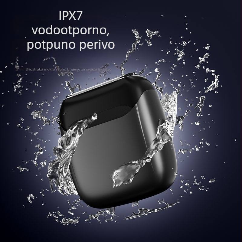 Električni brijač s recipročnim pogonom, 2 glavice s plutajućom glavom, potpuno vodootporan i periv, kompaktan za automobil, ugrađena baterija 800–1000 mAh, trajanje ≥90 minuta, vrijeme punjenja 1 sat, mokro i suho brijanje