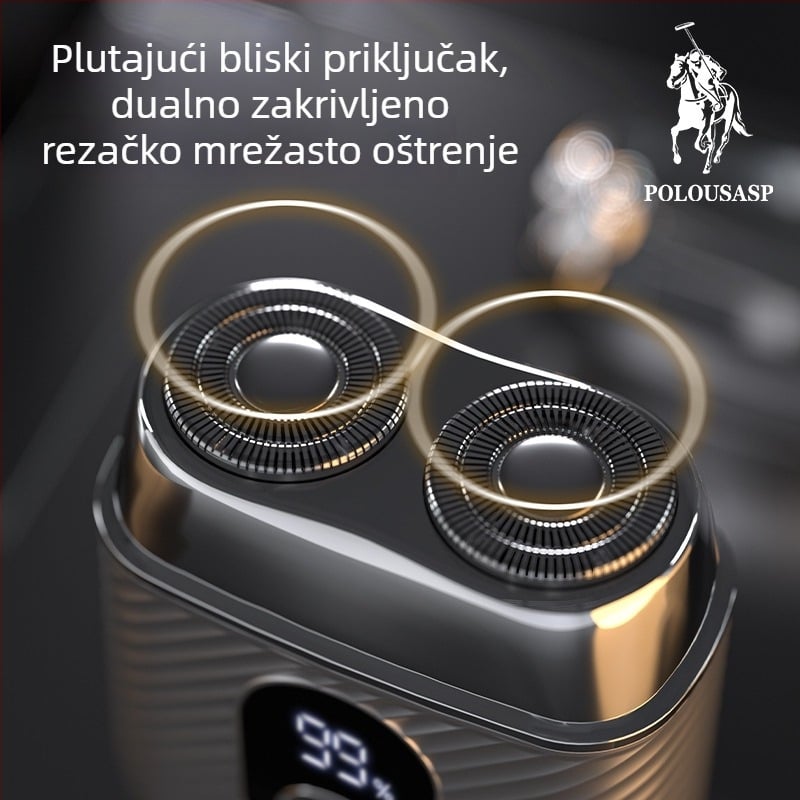 Paul električni brijač, rotirajuća glava s dvije oštrice, potpuno periv, ugrađena punjiva baterija, LED zaslon
