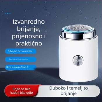 Električni mini prijenosni brijač, novi model u poklon kutiji, za dečka, za kućnu i automobilsku upotrebu, bijela boja, model 051