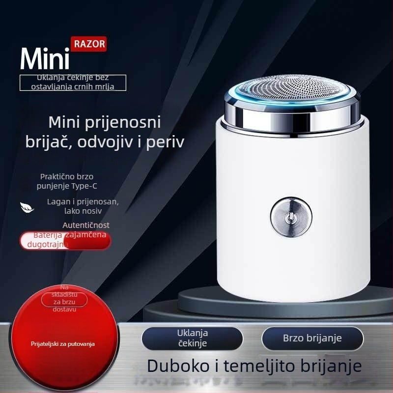 Električni mini prijenosni brijač, novi model u poklon kutiji, za dečka, za kućnu i automobilsku upotrebu, bijela boja, model 051