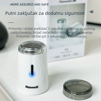 Električna britva s vodootpornim dizajnom za cijelo tijelo, plutajuća glava s rotirajućom oštricom, Punjiva ugrađena baterija, trajanje rada 45–60 minuta