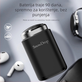 Prijenosno električno brijanje s rotirajućom glavom od 3 oštrice, plutajuća glava, odvojiva glava za čišćenje, ugrađena baterija 100-300 mAh, 30-dnevni radni vijek, DC motor