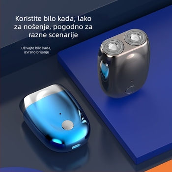 Prijenosni dvoglavni električni brijač, kompaktan za putovanja, USB punjiv, mini veličine