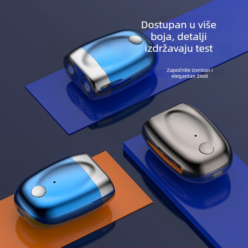 Prijenosni dvoglavni električni brijač, kompaktan za putovanja, USB punjiv, mini veličine