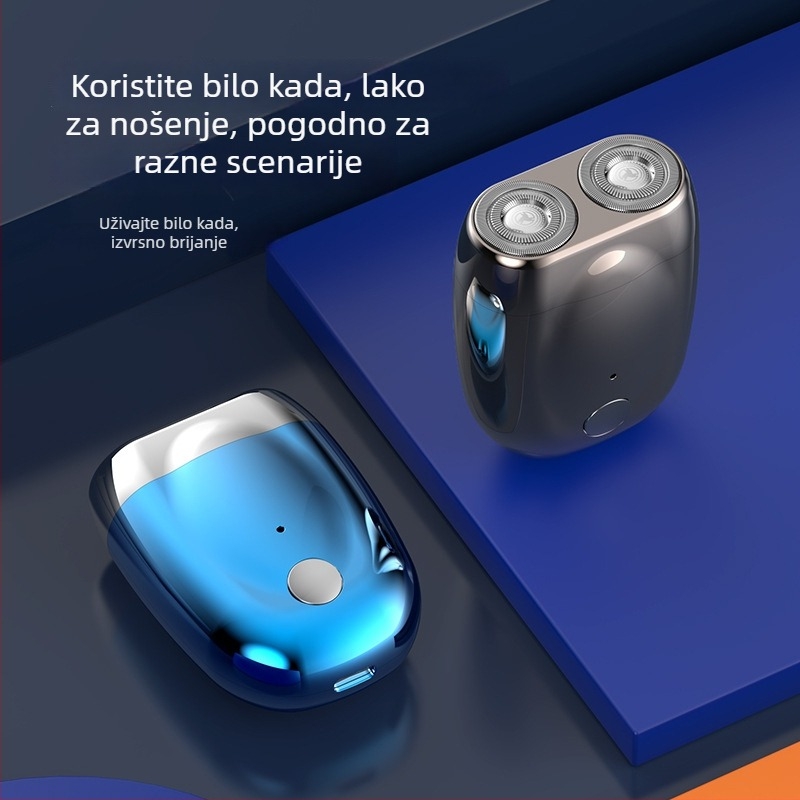 Prijenosni dvoglavni električni brijač, kompaktan za putovanja, USB punjiv, mini veličine