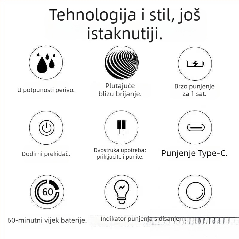 Feike 891 ručna britva s rotirajućom dvostrukom glavom, potpuno periva za cijelo tijelo, poklon paket