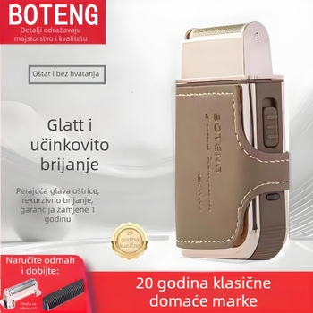Električni brijač za muškarce s plutajućom glavom i 1 zamjenjivom glavom za brijanje, pouzdana oštrica, periv, punjiv, trajanje do 60 minuta