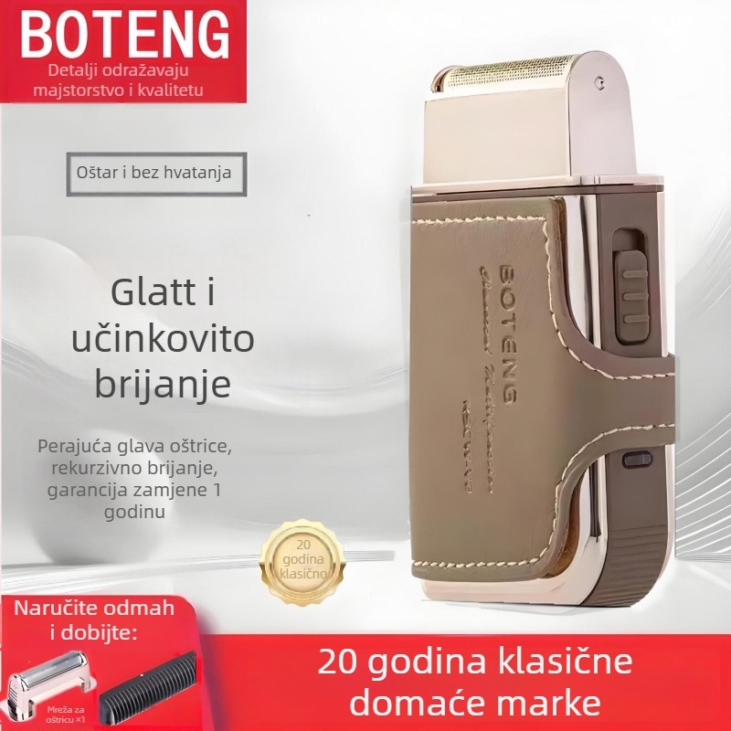 Električni brijač za muškarce s plutajućom glavom i 1 zamjenjivom glavom za brijanje, pouzdana oštrica, periv, punjiv, trajanje do 60 minuta