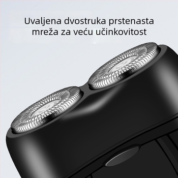 Lingke električni brijač s dvostrukom rotirajućom glavom, plutajuća glava, ugrađena baterija 300–500 mAh, autonomija 45–60 minuta, niski šum