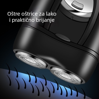 Lingke električni brijač s dvostrukom rotirajućom glavom, plutajuća glava, ugrađena baterija 300–500 mAh, autonomija 45–60 minuta, niski šum