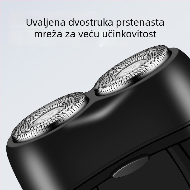 Lingke električni brijač s dvostrukom rotirajućom glavom, plutajuća glava, ugrađena baterija 300–500 mAh, autonomija 45–60 minuta, niski šum