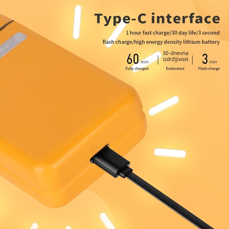 Električni brijač s dvostrukim recipročnim glavama, plivajuća glava, potpuno perivo tijelo, USB punjenje, ugrađena baterija 500–800 mAh