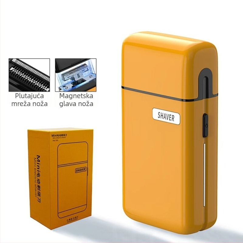 Električni brijač s dvostrukim recipročnim glavama, plivajuća glava, potpuno perivo tijelo, USB punjenje, ugrađena baterija 500–800 mAh