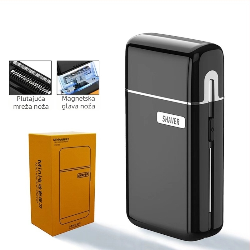 Električni brijač s dvostrukim recipročnim glavama, plivajuća glava, potpuno perivo tijelo, USB punjenje, ugrađena baterija 500–800 mAh