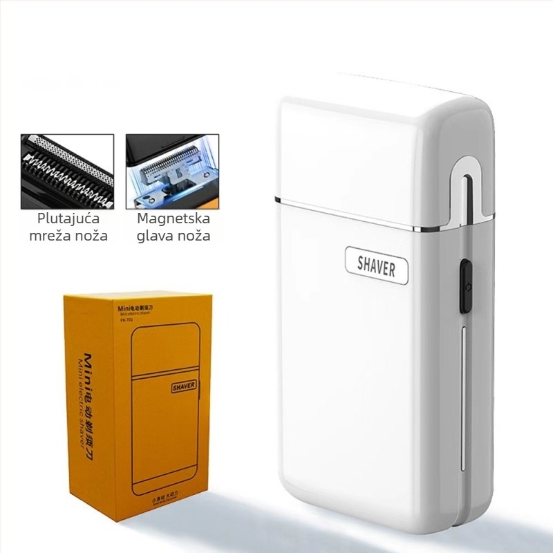 Električni brijač s dvostrukim recipročnim glavama, plivajuća glava, potpuno perivo tijelo, USB punjenje, ugrađena baterija 500–800 mAh