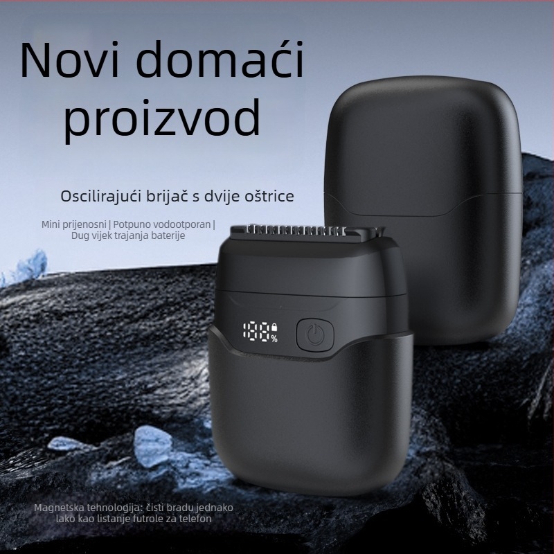 Električni brijač s povratnim pokretom za muškarce, potpuno periv, kompaktan za putovanja, glava za brijanje