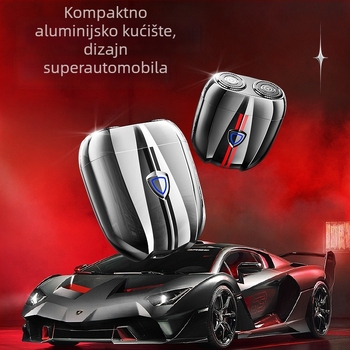 Putni električni brijač, rotativna glava s dvostrukim oštricama, ugrađena baterija, brushless motor, radno vrijeme 6 sati