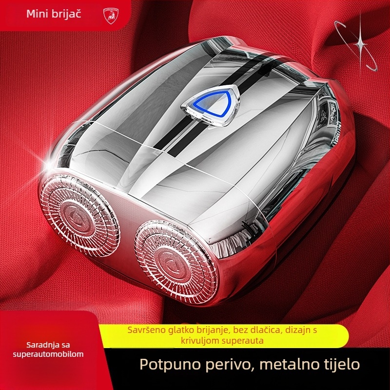 Putni električni brijač, rotativna glava s dvostrukim oštricama, ugrađena baterija, brushless motor, radno vrijeme 6 sati