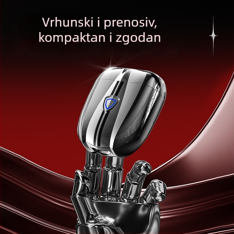 Putni električni brijač, rotativna glava s dvostrukim oštricama, ugrađena baterija, brushless motor, radno vrijeme 6 sati