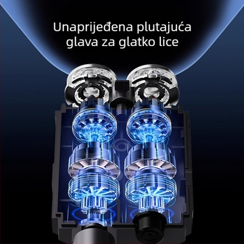 2-u-1 dvostruka glava električni brijač s LED zaslonom, prijenosni, rotirajuća glava s 2 oštrice, motor bez četkica, ugrađena baterija 500–800 mAh, do 30 minuta trajanja