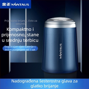 Jin Zheng električni brijač za muškarce – mini prijenosni rotacijski brijač s 4+ glavama, odvojiva i periva oštrica, ugrađena baterija, četkasti motor, nizak nivo buke