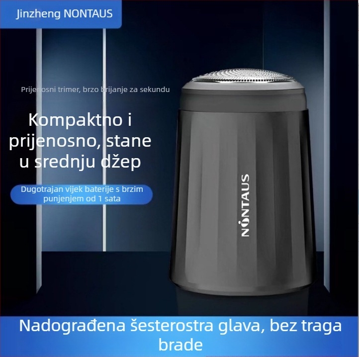 Jin Zheng električni brijač za muškarce – mini prijenosni rotacijski brijač s 4+ glavama, odvojiva i periva oštrica, ugrađena baterija, četkasti motor, nizak nivo buke