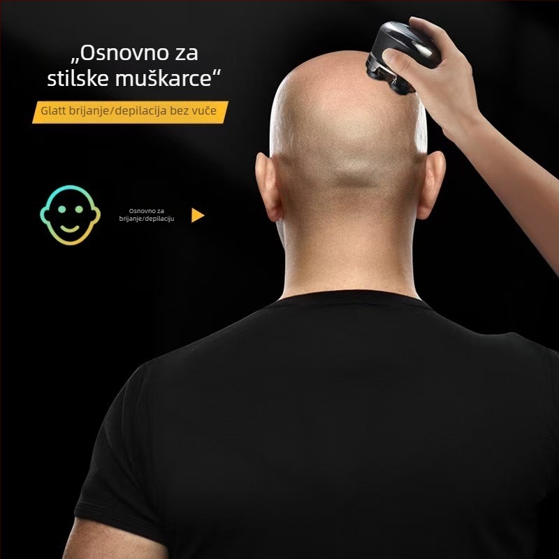 Električni brijač s pet rotirajućih glava, ugrađena baterija 500–800 mAh, autonomija 60 minuta, LED zaslon, periv za cijelo tijelo
