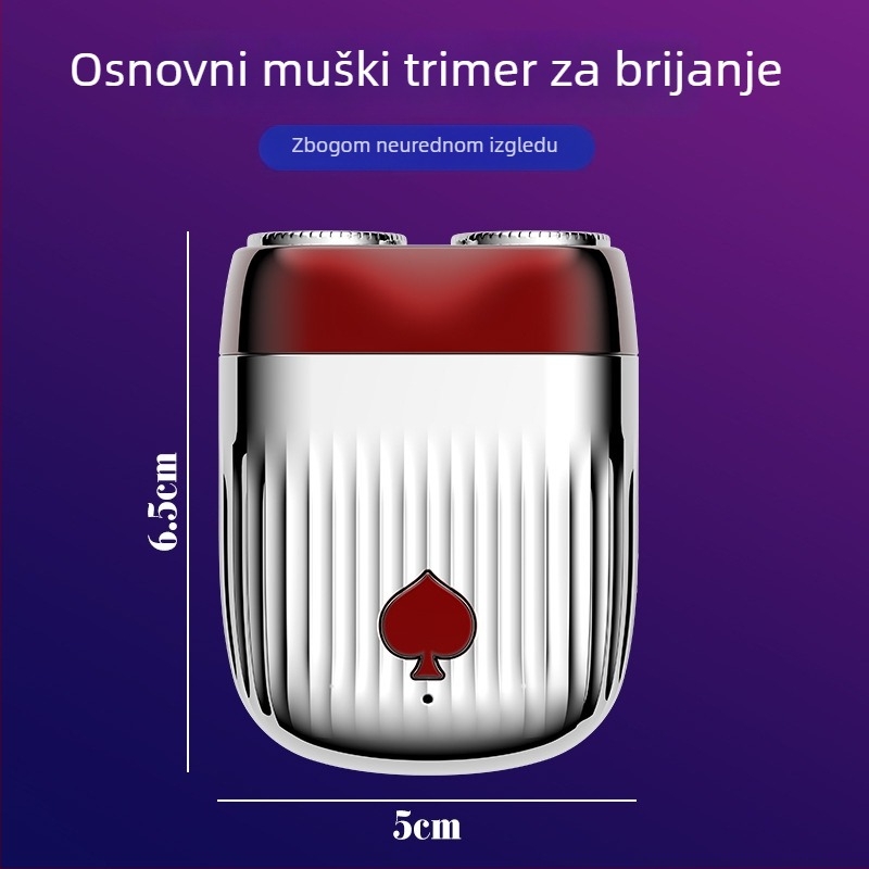 Električni brijač s dvostrukom rotacijskom glavom, mokro i suho brijanje, plutajuća glava, bežični, autonomija 60+ min