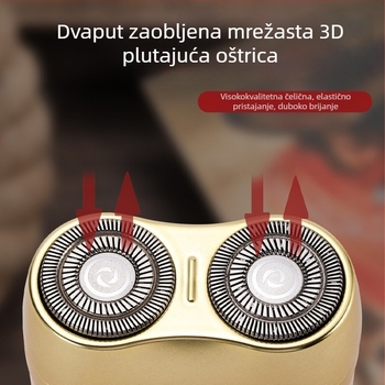 Električni brijač za cijelo tijelo, vodootporan, rotirajuća glava s dvije oštrice, ugrađena baterija 300–500 mAh, brzo punjenje, do 85 minuta rada