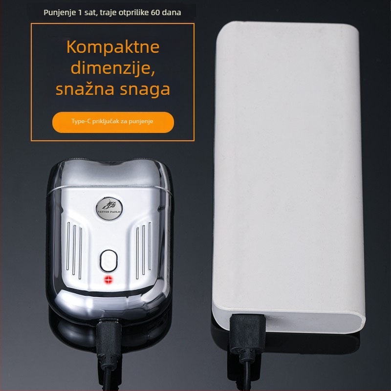 Električni brijač za cijelo tijelo, vodootporan, rotirajuća glava s dvije oštrice, ugrađena baterija 300–500 mAh, brzo punjenje, do 85 minuta rada