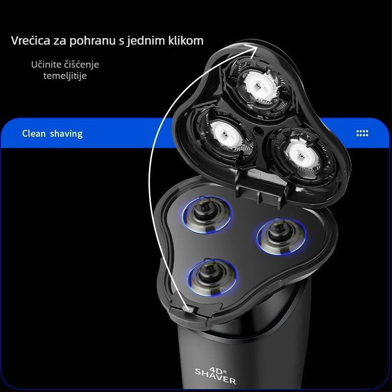 Schwicki električna britva s rotirajućom glavom od 3 oštrice i plutajućom glavom, za cijelo tijelo, USB brzo punjenje, ugrađena baterija 300–500 mAh, do 60 minuta rada