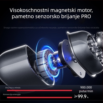 Električni brijač za muškarce, rotativna glava s 3 oštrice, USB punjenje, mokro i suho brijanje, autonomija 60+ minuta