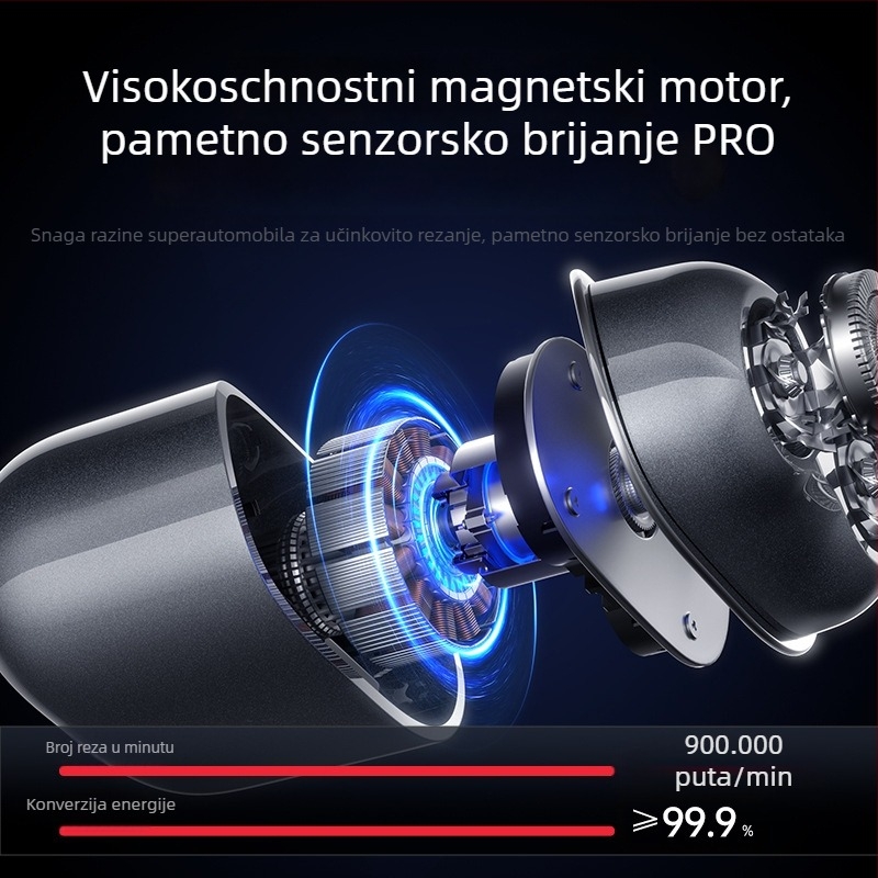Električni brijač za muškarce, rotativna glava s 3 oštrice, USB punjenje, mokro i suho brijanje, autonomija 60+ minuta