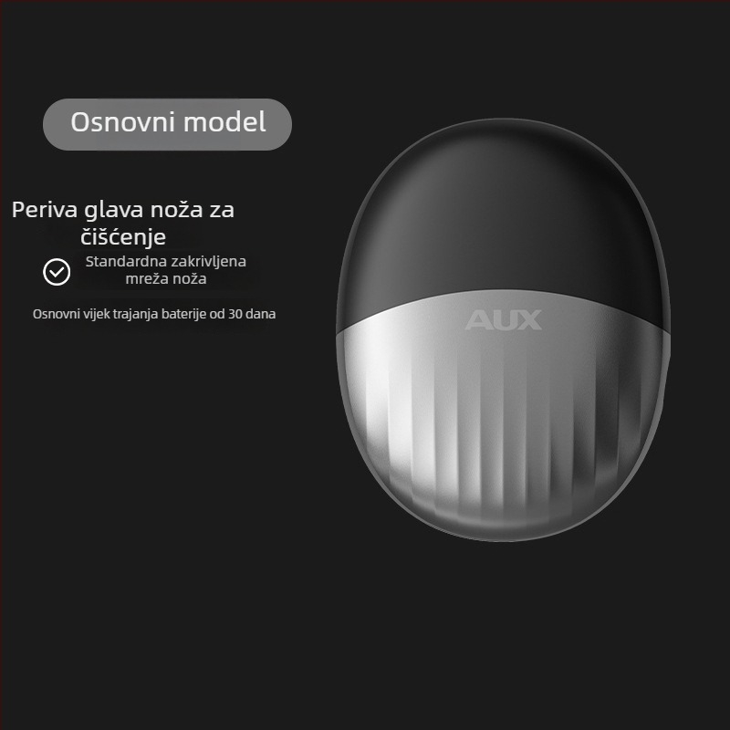 Aux Mini prijenosni električni brijač za muškarce s rotirajućom glavom i dvije oštrice