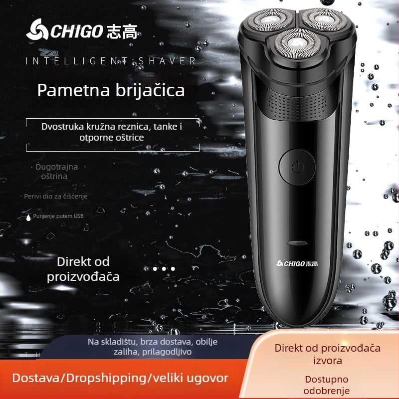 Chigo električni brijač s brushless motorom, trajanje 30–60 minuta, ugrađena baterija