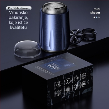 Wear Heart Mini Prijenosni Električni Brijač s Rotirajućom Glavom (>4 oštrice), Ugrađena Baterija 300-500 mAh, Izmjenjiva Periva Glava, Buka 36-45 dB, USB Punjenje