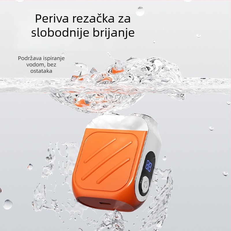 Električni brijač s dvostrukom glavom, periva/izmjenjiva glava za čišćenje, digitalni zaslon, motor s četkicama, bez ugrađene baterije, napajanje putem punjenja