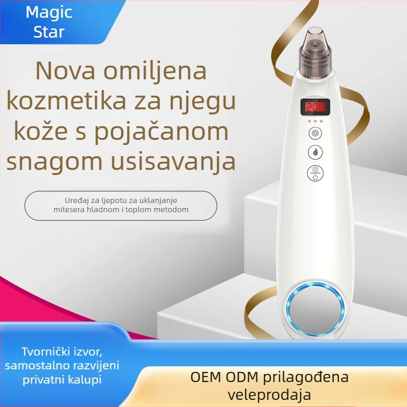 Ručni kozmetički uređaj s crvenim i plavim svjetlom, visoko usisavanje za uklanjanje crnih mrlja, toplo-hladno liječenje, brzo hlađenje i zagrijavanje za pomlađivanje kože, salonski model.