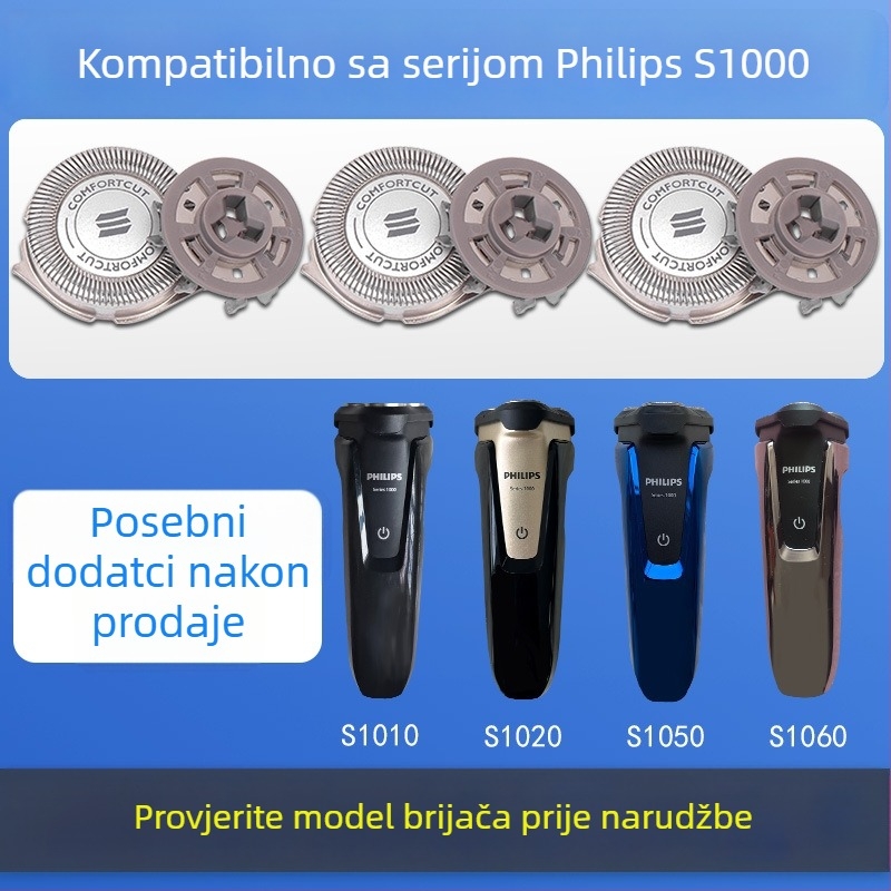 Philips Series 1000 zamjenska glava za brijanje – rotirajuća glava s 3 oštrice – kompatibilna s 1020s, 1010s, 1050